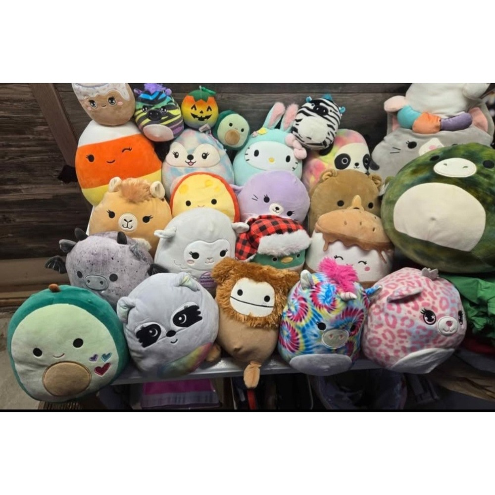 Lot of 25 Squishmallows Plush Hello Kitty Bigfoot Dragon Avery Burger Halloween